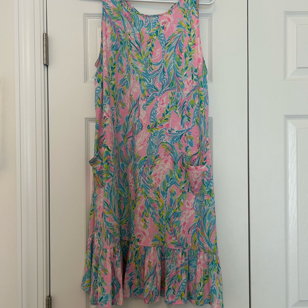 Lilly Pulitzer Pink and Blue Patterned Fabric